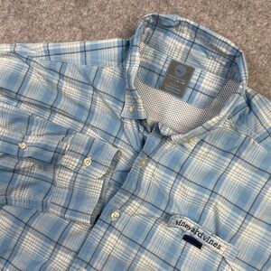 Vineyard Vines Harbor Shirt Mens Button Down L Blue Plaid Long Sleeve Fit